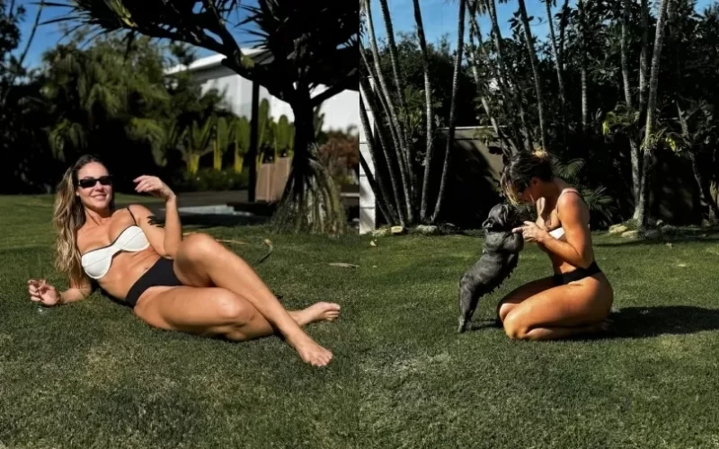 Paolla Oliveira curte dia de sol em casa e encanta seguidores com clique de biquíni